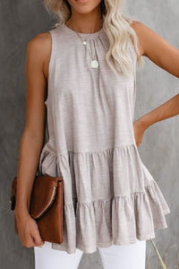Sleeveless Ruffled Hem Tank