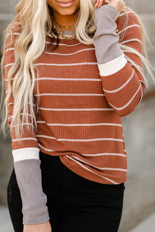 Striped Color Block Sleeve Shirt