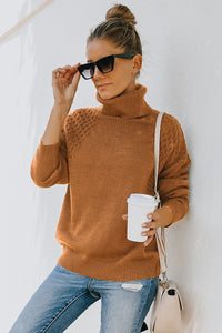 Turtle Neck Sweater with Waffle Detail