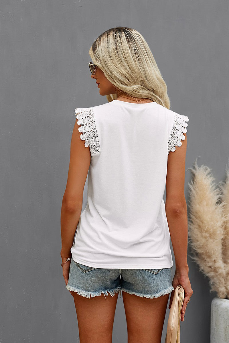 Lace Shoulder Sleeveless Top