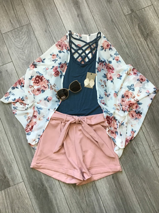 Ghost Chiffon Floral Dolman Kimono Cardigan