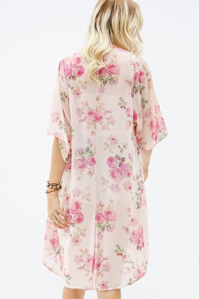 Chiffon Floral Print Kimono Cardigan