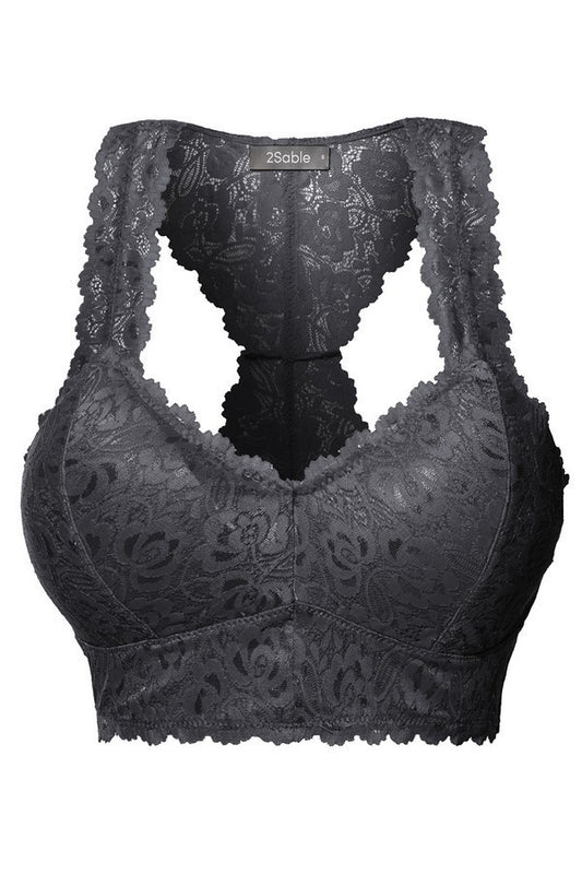 Lace Racerback Padded Wireless Bralette Bra