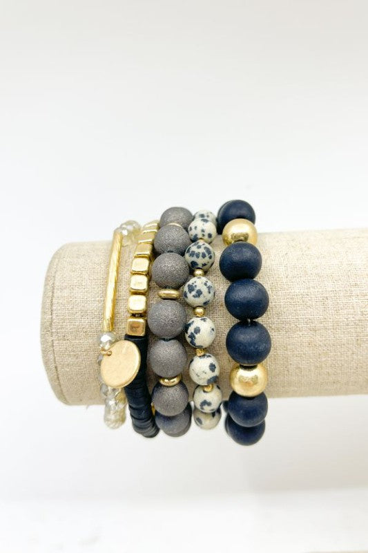 5 Strand Stone Stretch Bracelet Set