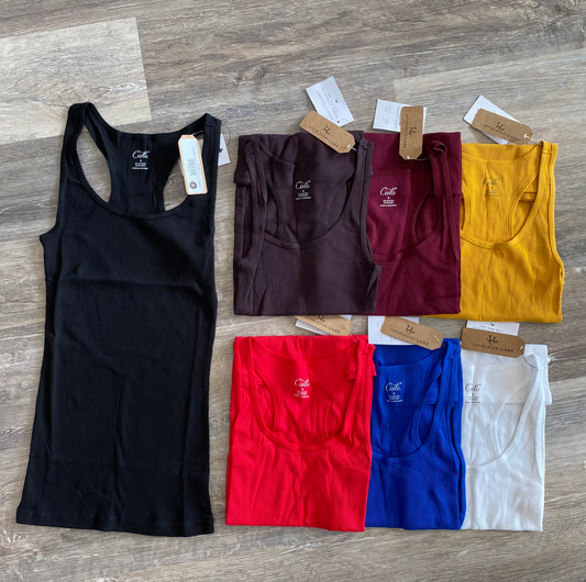 Women's Basic Racerback Ribbed Tank