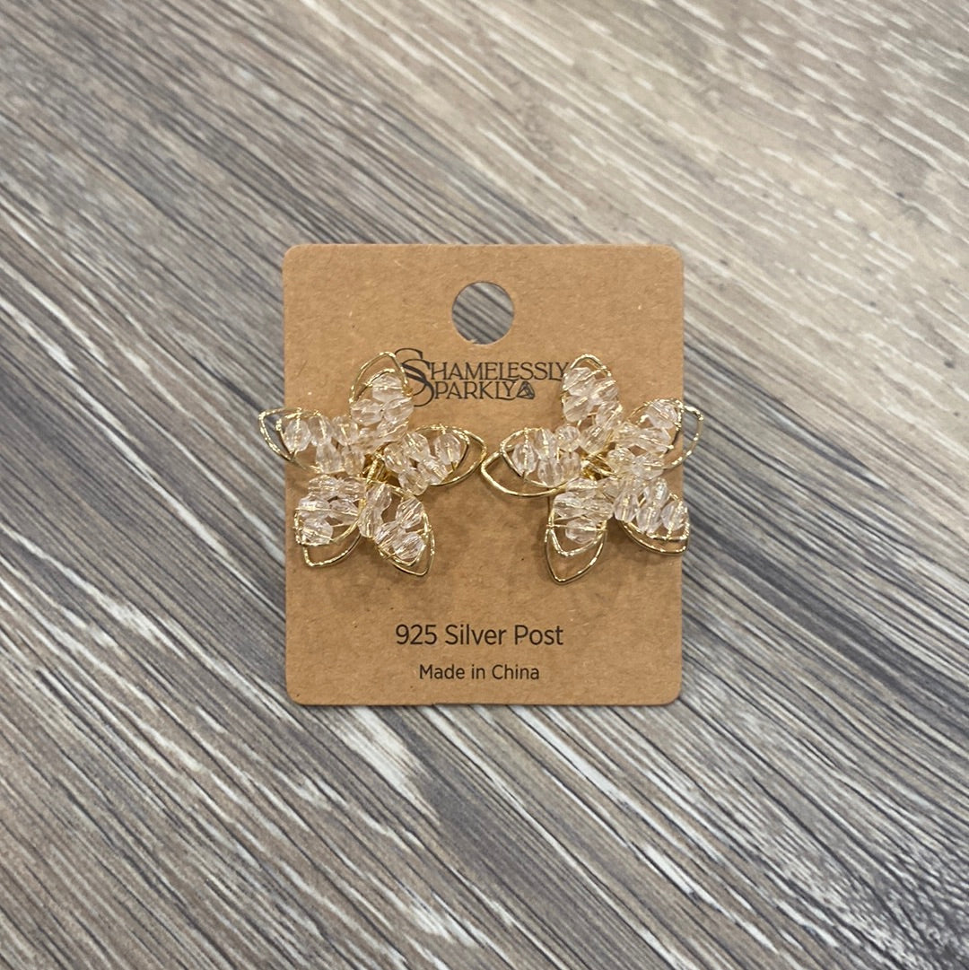 Wrapped Crystal Flower Earrings