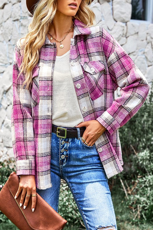 Button Up Plaid Shacket