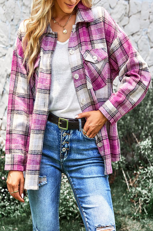 Button Up Plaid Shacket